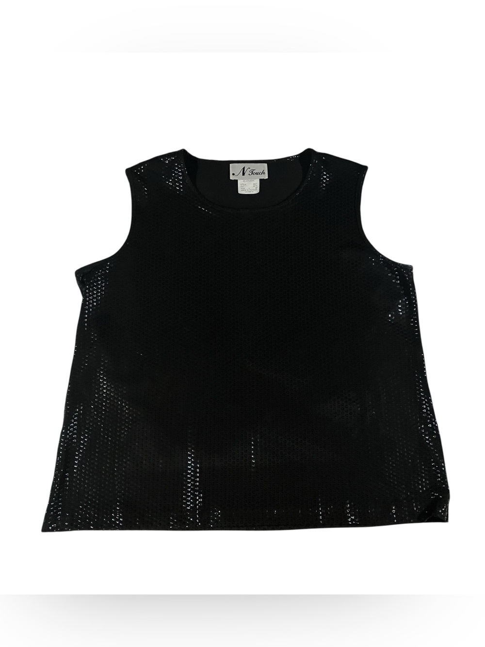 Vintage 90’s Black Sequin Textured Print Boxy Tank Top N Touch Large